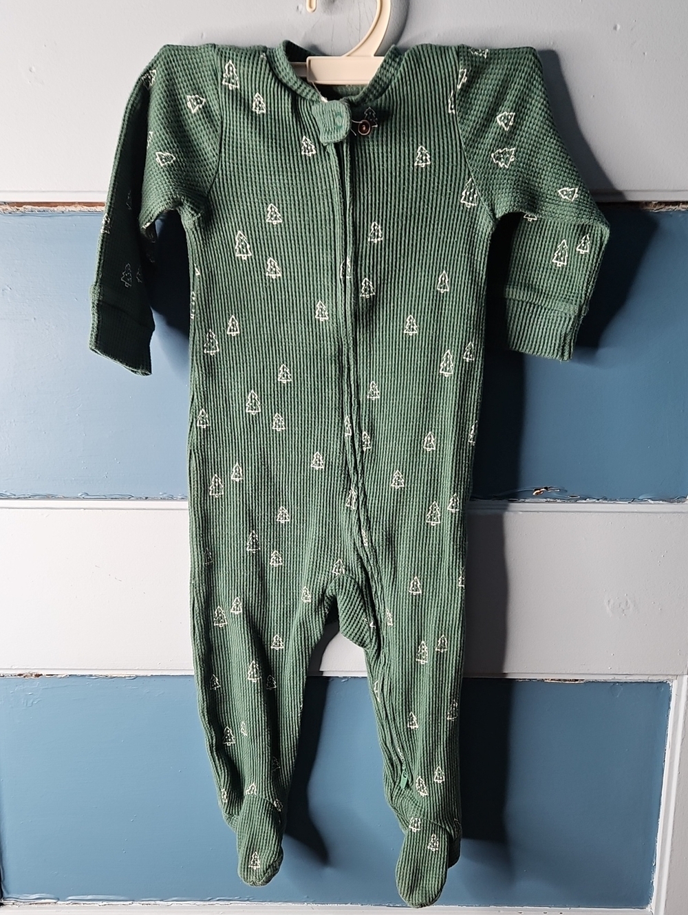 💕Little Planet Classic Green Ribbed Baby One-Piece Sleeper 9 Months